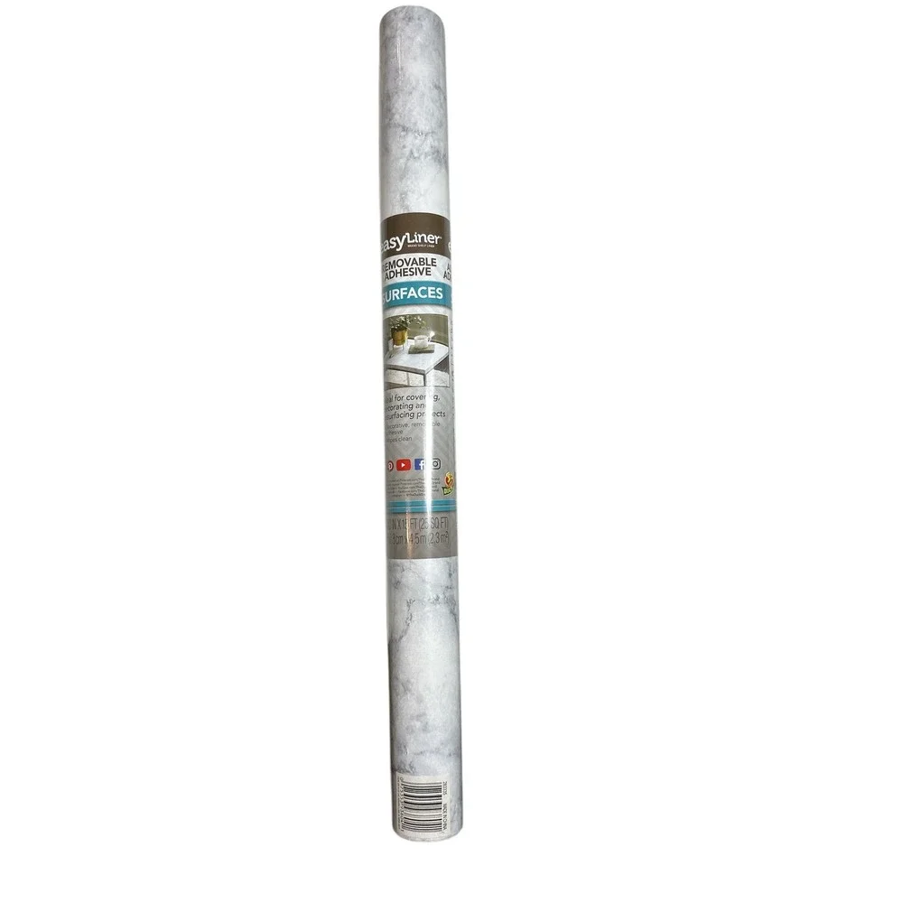 Duck easyLiner Brand Shelf Liner Removable Adhesive 20 in x 15 ft NEW Marble
